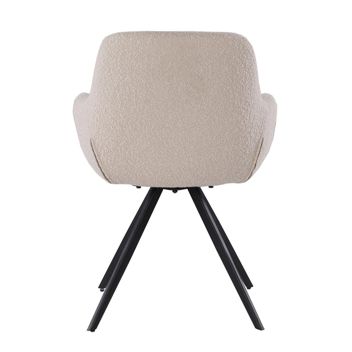 Eetkamerstoel Doreen Bouclé Beige Draaibaar 61 cm 61x65x83 cm-Eetkamerstoelen-Livingfurn