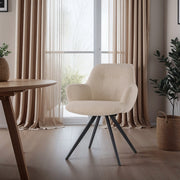 Eetkamerstoel Doreen Bouclé Beige Draaibaar 61 cm 61x65x83 cm-Eetkamerstoelen-Livingfurn