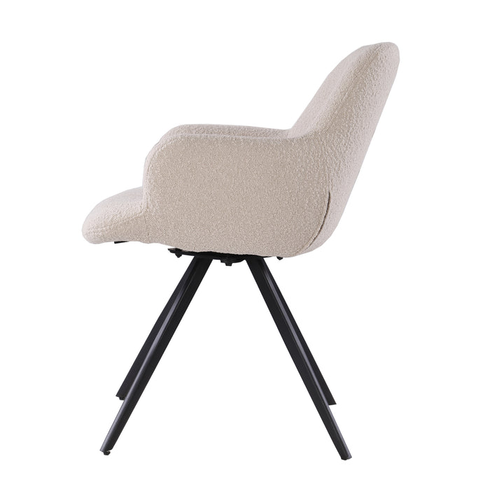 Eetkamerstoel Doreen Bouclé Beige Draaibaar 61 cm-Eetkamerstoelen-Livingfurn