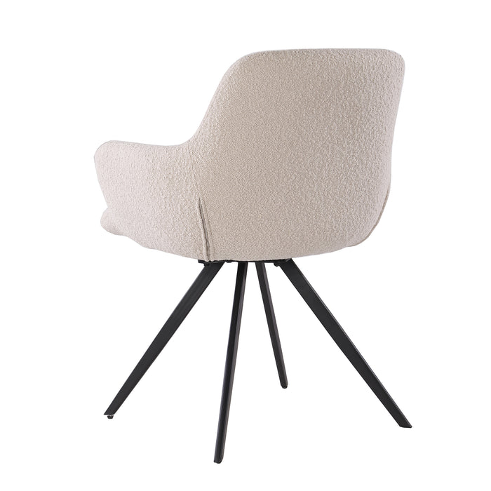 Eetkamerstoel Doreen Bouclé Beige Draaibaar 61 cm-Eetkamerstoelen-Livingfurn