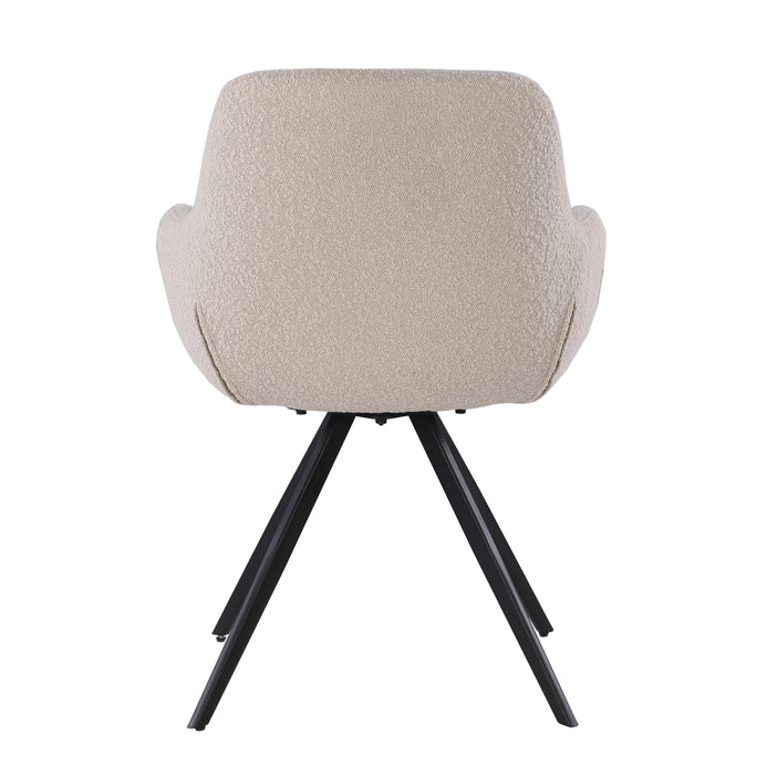 Eetkamerstoel Doreen Bouclé Beige Draaibaar 61 cm-Eetkamerstoelen-Livingfurn