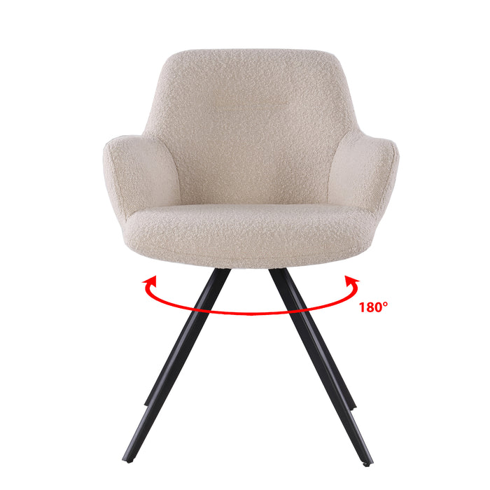 Eetkamerstoel Doreen Bouclé Beige Draaibaar 61 cm-Eetkamerstoelen-Livingfurn