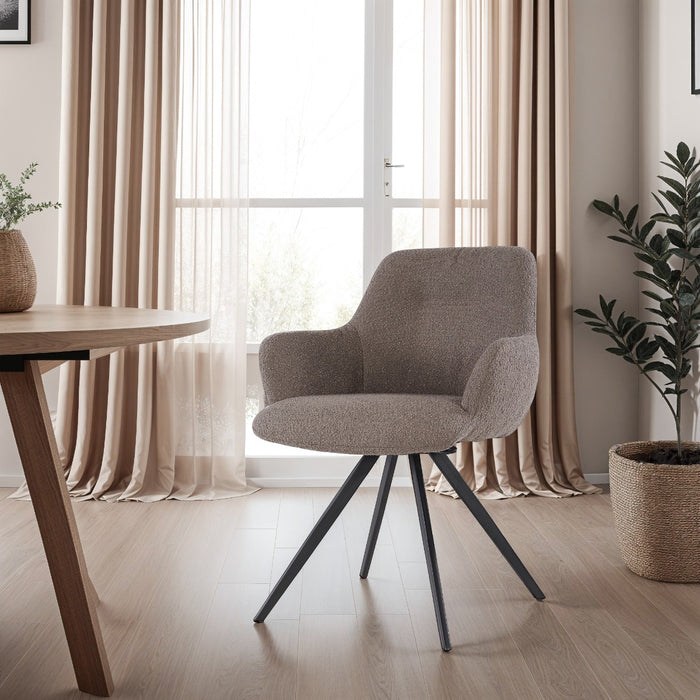 Eetkamerstoel Doreen Bouclé Bruin Draaibaar 61 cm-Livingfurn