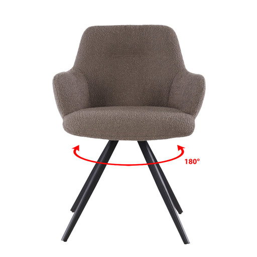 Eetkamerstoel Doreen Bouclé Bruin Draaibaar 61 cm-Livingfurn