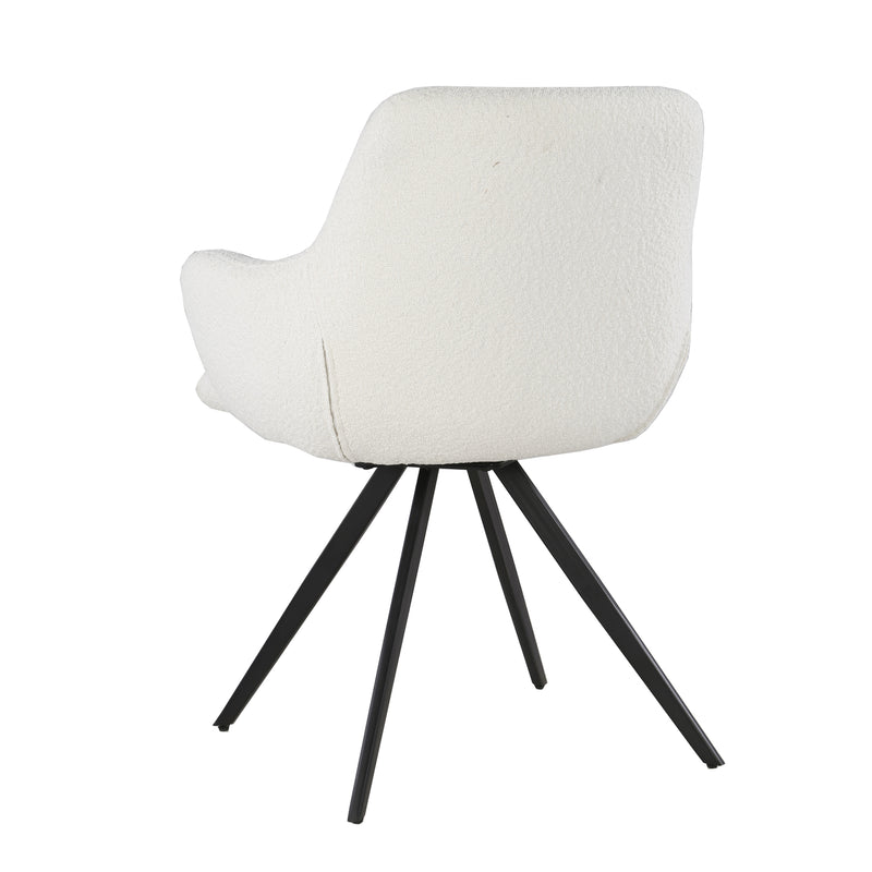 Eetkamerstoel Doreen Bouclé Wit Draaibaar 61 cm 61x65x83 cm-Eetkamerstoelen-Livingfurn