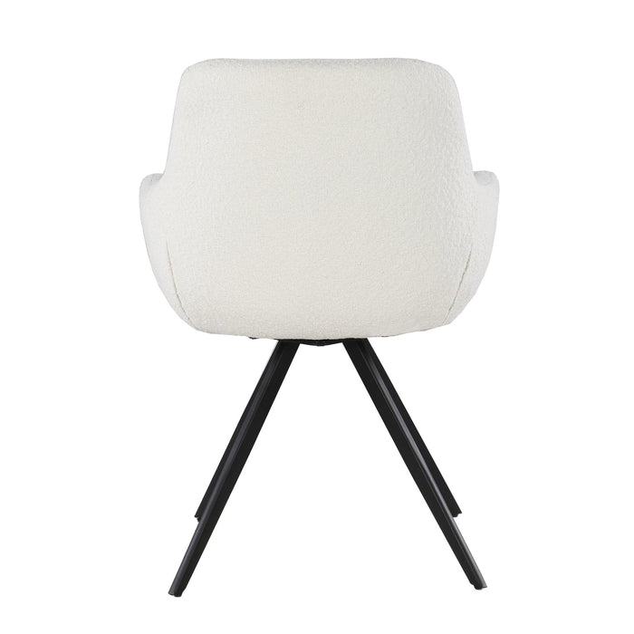 Eetkamerstoel Doreen Bouclé Wit Draaibaar 61 cm 61x65x83 cm-Eetkamerstoelen-Livingfurn