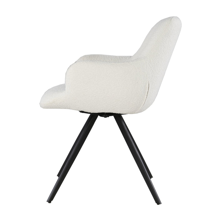 Eetkamerstoel Doreen Bouclé Wit Draaibaar 61 cm-Eetkamerstoelen-Livingfurn