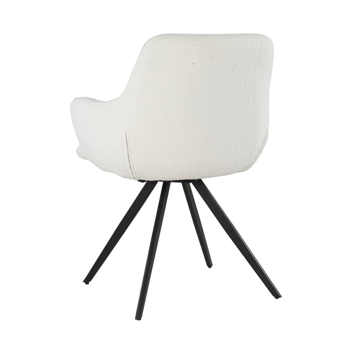 Eetkamerstoel Doreen Bouclé Wit Draaibaar 61 cm-Eetkamerstoelen-Livingfurn