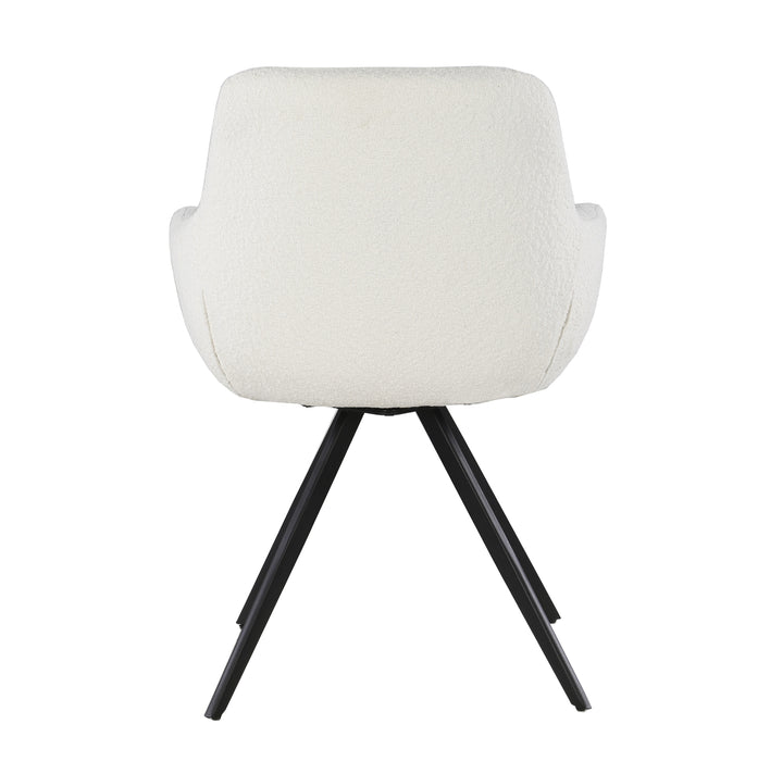 Eetkamerstoel Doreen Bouclé Wit Draaibaar 61 cm-Eetkamerstoelen-Livingfurn