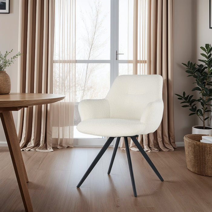 Eetkamerstoel Doreen Bouclé Wit Draaibaar 61 cm-Eetkamerstoelen-Livingfurn