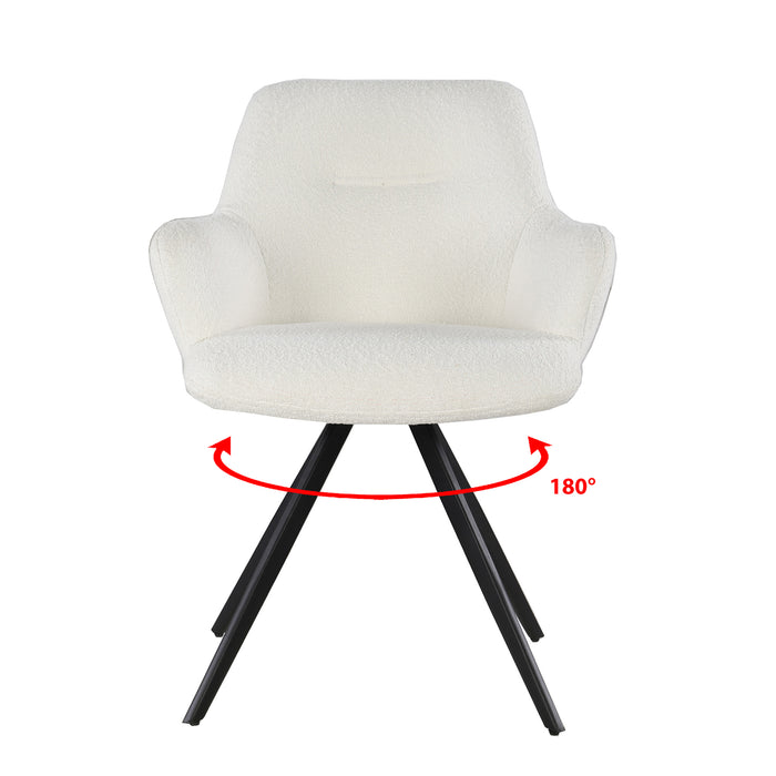 Eetkamerstoel Doreen Bouclé Wit Draaibaar 61 cm-Eetkamerstoelen-Livingfurn