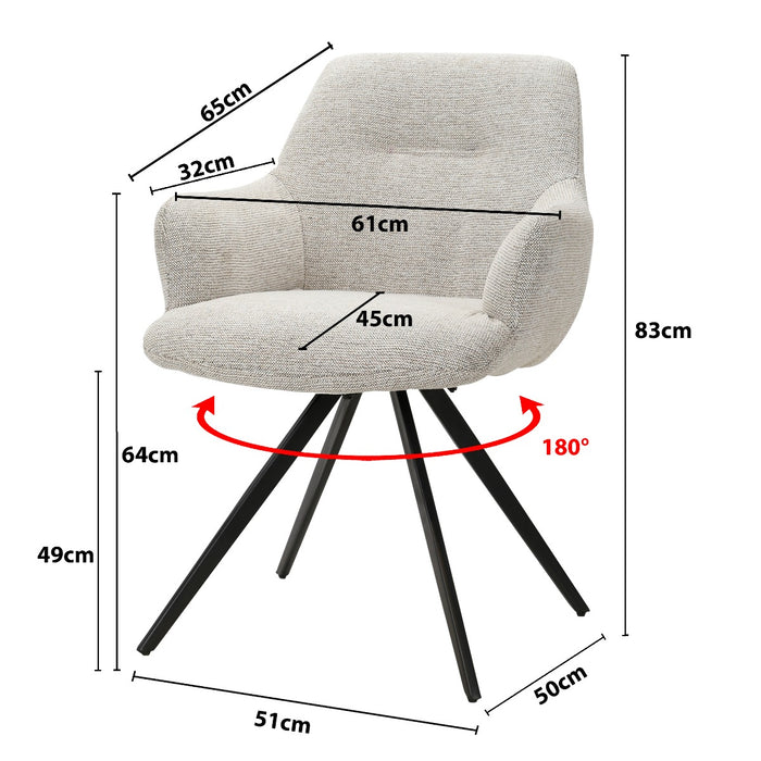 Eetkamerstoel Doreen Sneak Naturel Draaibaar 65 cm 65x61x83 cm-Eetkamerstoelen-Livingfurn