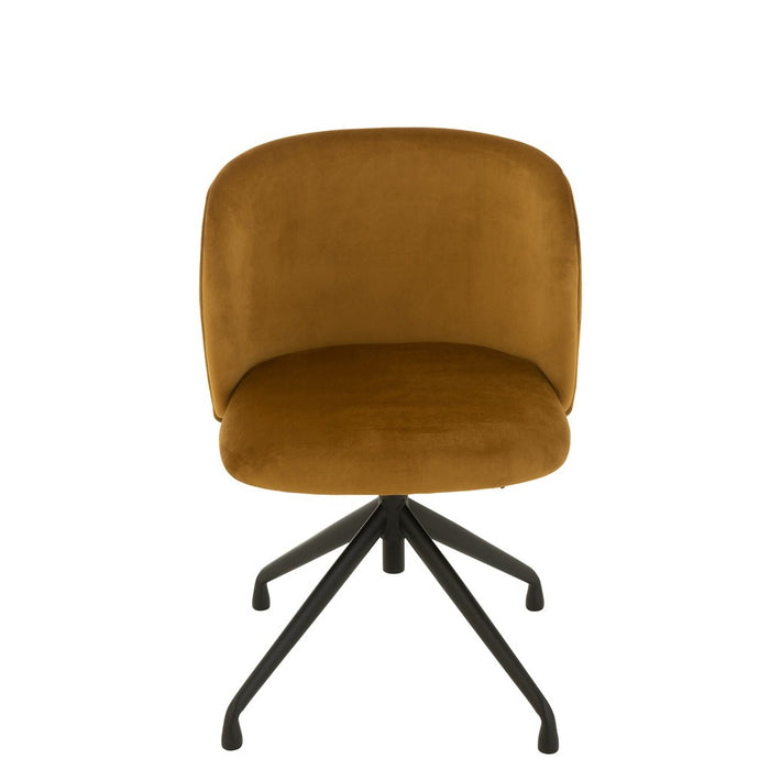 Eetkamerstoel Draaibaar | Omhoog | Omlaag Velvet Ochre-Eetkamerstoelen-J-Line