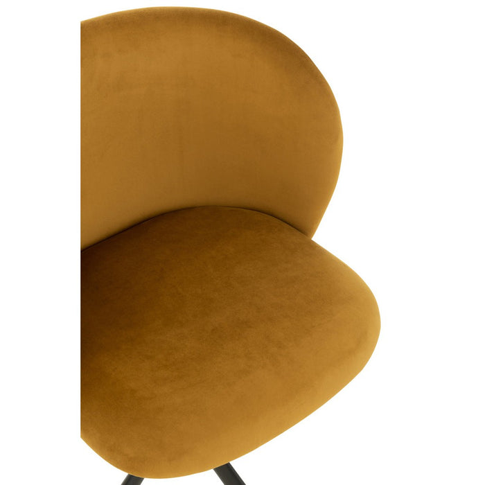 Eetkamerstoel Draaibaar | Omhoog | Omlaag Velvet Ochre-Eetkamerstoelen-J-Line