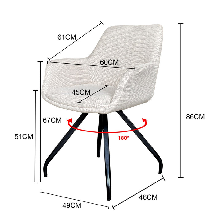 Eetkamerstoel Duke Beige Draaibaar 61 cm-Eetkamerstoelen-Livingfurn