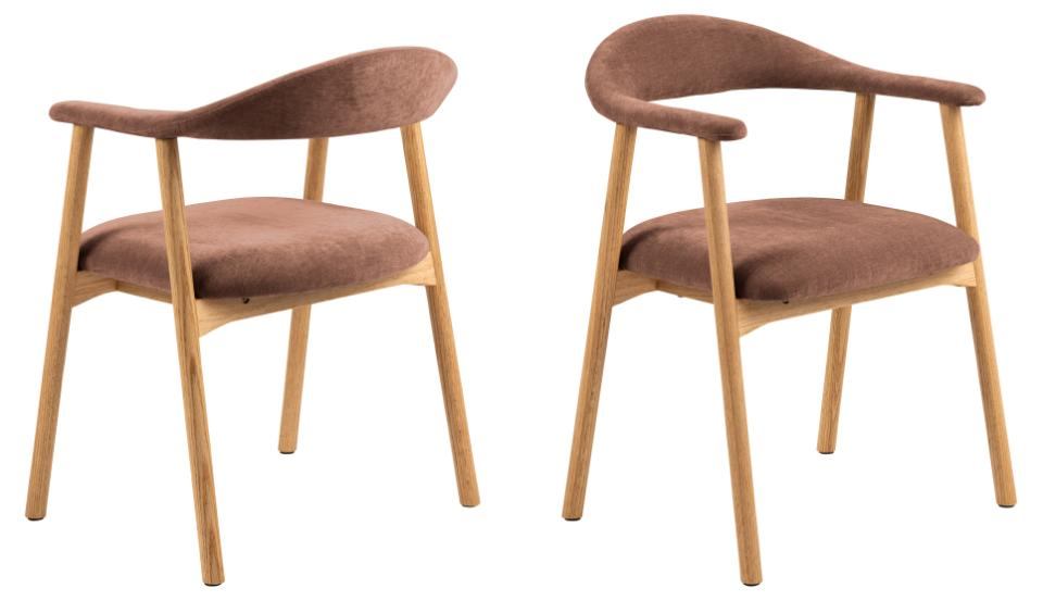 Eetkamerstoel Ella Met Arm S/2-56x54x76-Terracotta/White Pigmented-Stof/Eiken-Eetkamerstoelen-HSM Collection