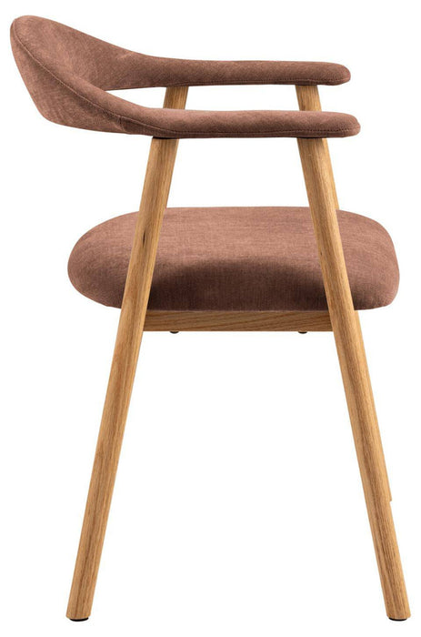 Eetkamerstoel Ella Met Arm S/2-56x54x76-Terracotta/White Pigmented-Stof/Eiken-Eetkamerstoelen-HSM Collection