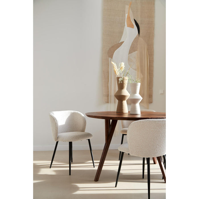 Eetkamerstoel Elyna - Crème - 56x55x79cm-Eetkamerstoelen-Light & Living