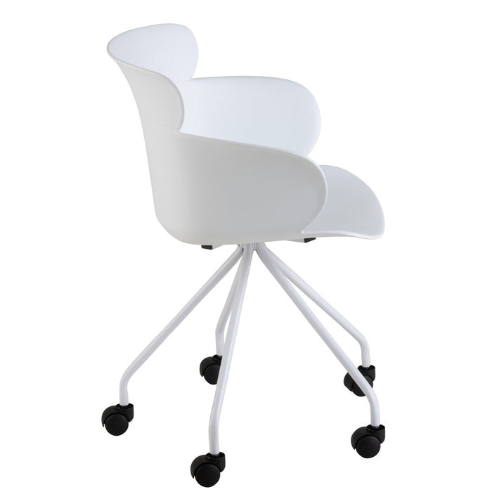 Eetkamerstoel Eva Wheels Polypropylene Wit-Eetkamerstoelen-J-Line