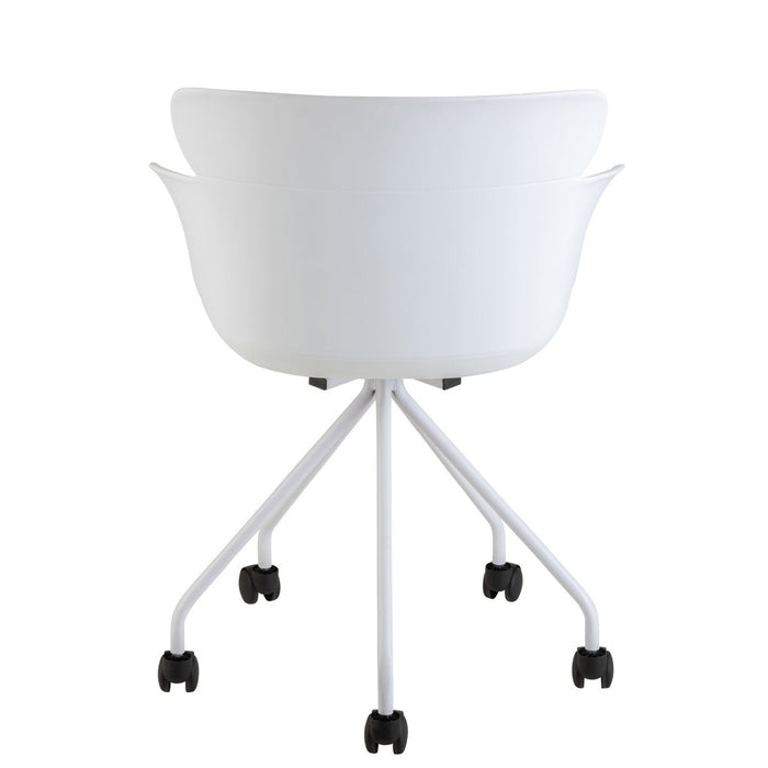 Eetkamerstoel Eva Wheels Polypropylene Wit-Eetkamerstoelen-J-Line