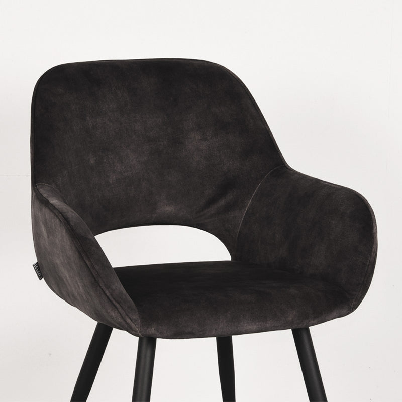 Eetkamerstoel Fer Antraciet Velours 58x57x87 cm-Eetkamerstoelen-LABEL51