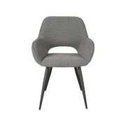 Eetkamerstoel Fer Grijs Boucle Zwart Metalen Frame 58x57x87 cm-Eetkamerstoelen-LABEL51