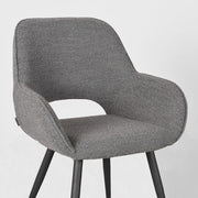 Eetkamerstoel Fer Grijs Boucle Zwart Metalen Frame 58x57x87 cm-Eetkamerstoelen-LABEL51