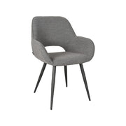 Eetkamerstoel Fer Grijs Boucle Zwart Metalen Frame 58x57x87 cm-Eetkamerstoelen-LABEL51