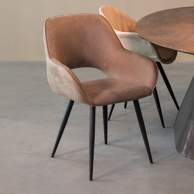 Eetkamerstoel Fer Taupe Micro Suede 58x57x87 cm-Eetkamerstoelen-LABEL51