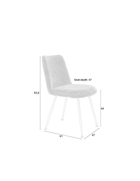 Eetkamerstoel Fijs Off Polyester Wit 61x47 cm-Fauteuils-Creating Home