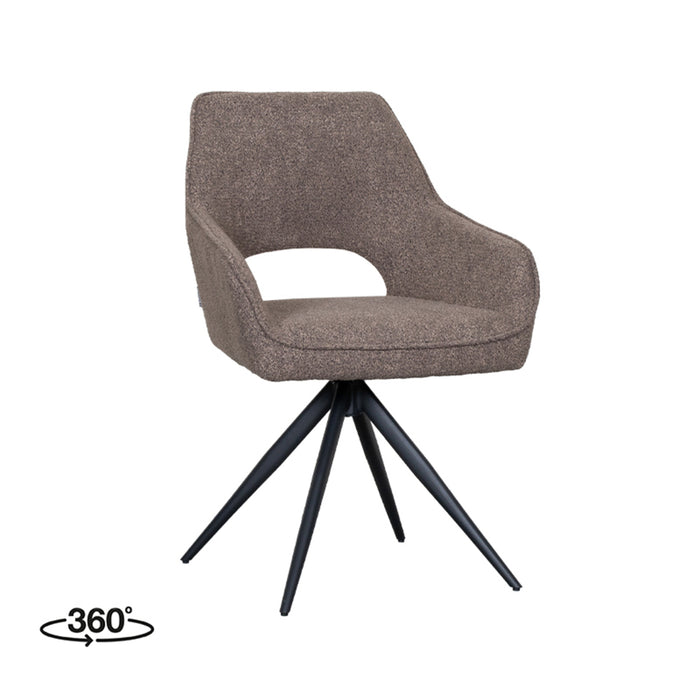 Eetkamerstoel Finley - Bruin - Boucle - Draaibaar-Eetkamerstoelen-LABEL51