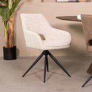 Eetkamerstoel Finley Champagne Boucle Draaibaar 60x59x91 cm-Eetkamerstoelen-LABEL51
