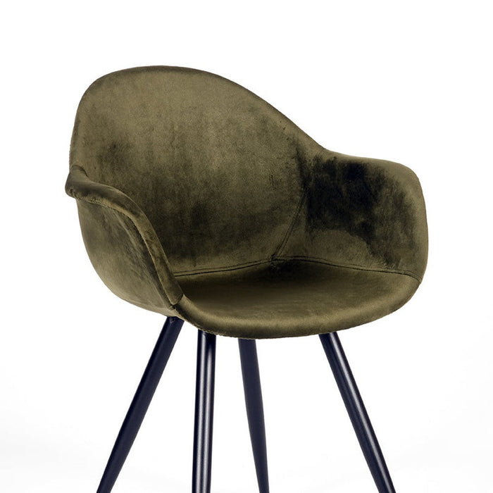 Eetkamerstoel Forli - Army green - Fluweel-Eetkamerstoelen-LABEL51