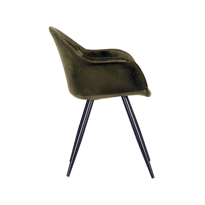 Eetkamerstoel Forli - Army green - Fluweel-Eetkamerstoelen-LABEL51