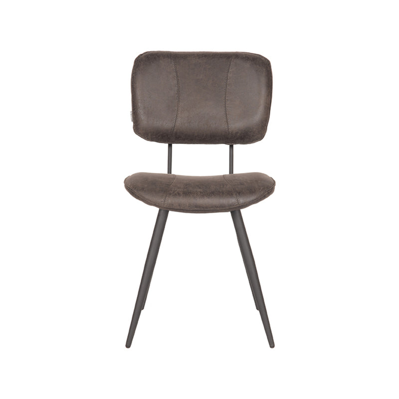 Eetkamerstoel Fos Antraciet Leder 49x60x87 cm-Eetkamerstoelen-LABEL51