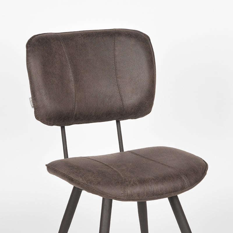 Eetkamerstoel Fos Antraciet Leder 49x60x87 cm-Eetkamerstoelen-LABEL51
