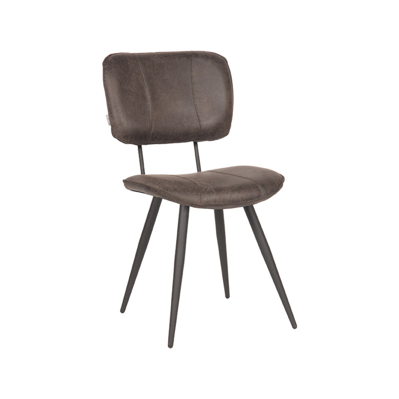 Eetkamerstoel Fos Antraciet Leder 49x60x87 cm-Eetkamerstoelen-LABEL51
