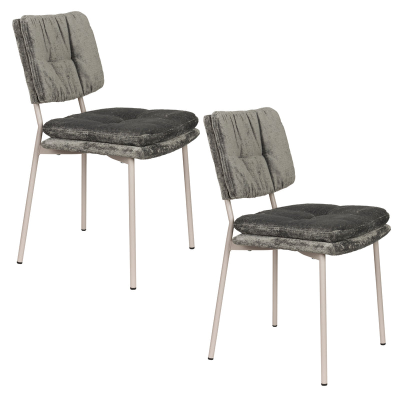 Eetkamerstoel Franck Polyester Grijs 52.5x44 cm-Eetkamerstoelen-Creating Home