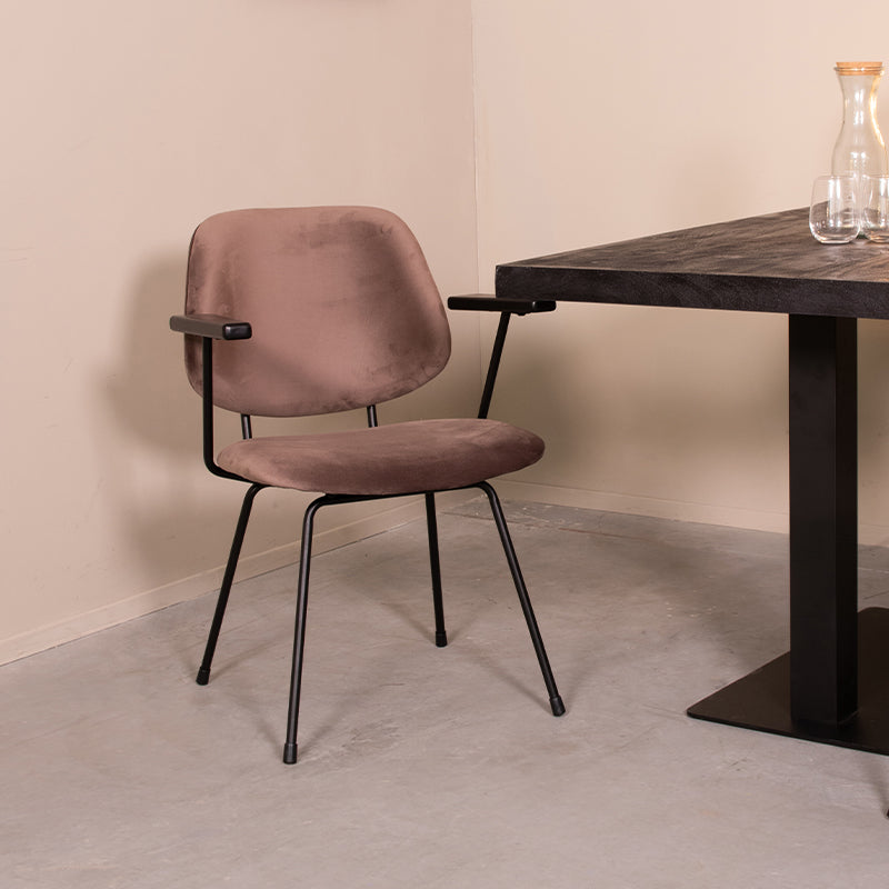 Eetkamerstoel Gastron Taupe Fluweel 62x58x82 cm-Eetkamerstoelen-LABEL51
