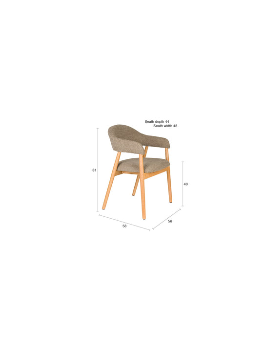 Eetkamerstoel Indy Polyester Bruin 54x56 H81 cm SKU 1000583
