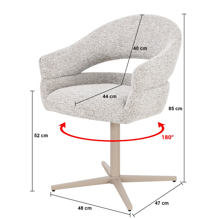 Eetkamerstoel Jade Beige Draaibaar 58 cm 58x62x85 cm-Eetkamerstoelen-Livingfurn