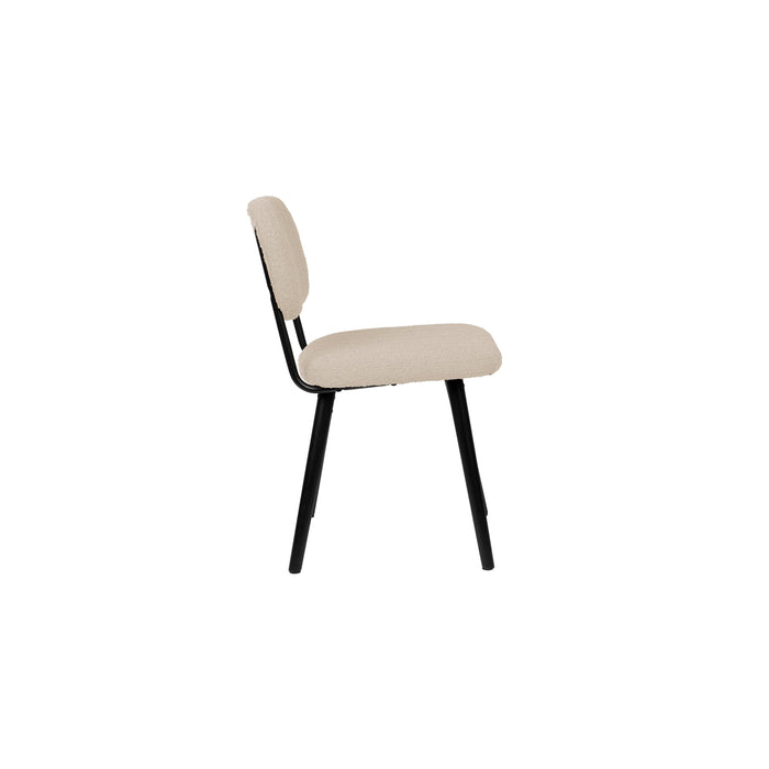 Eetkamerstoel Jake Off White Bouclé Polyacrylic Wit 56x46 cm-Eetkamerstoelen-Creating Home