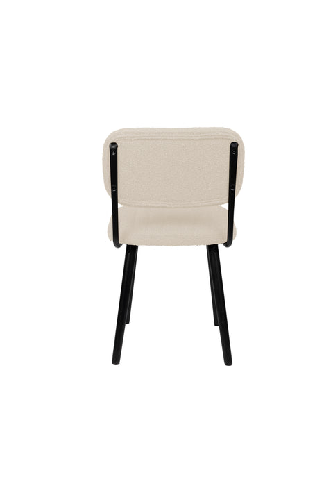 Eetkamerstoel Jake Off White Bouclé Polyacrylic Wit 56x46 cm-Eetkamerstoelen-Creating Home