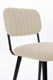Eetkamerstoel Jake Off White Bouclé Polyacrylic Wit 56x46 cm-Eetkamerstoelen-Creating Home