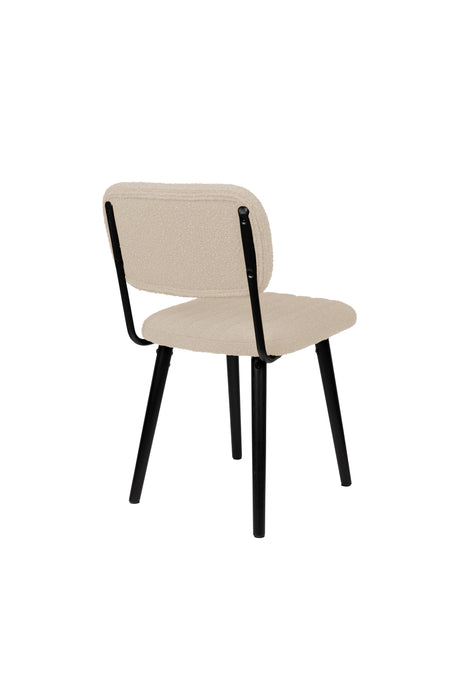 Eetkamerstoel Jake Off White Bouclé Polyacrylic Wit 56x46 cm-Fauteuils-Creating Home