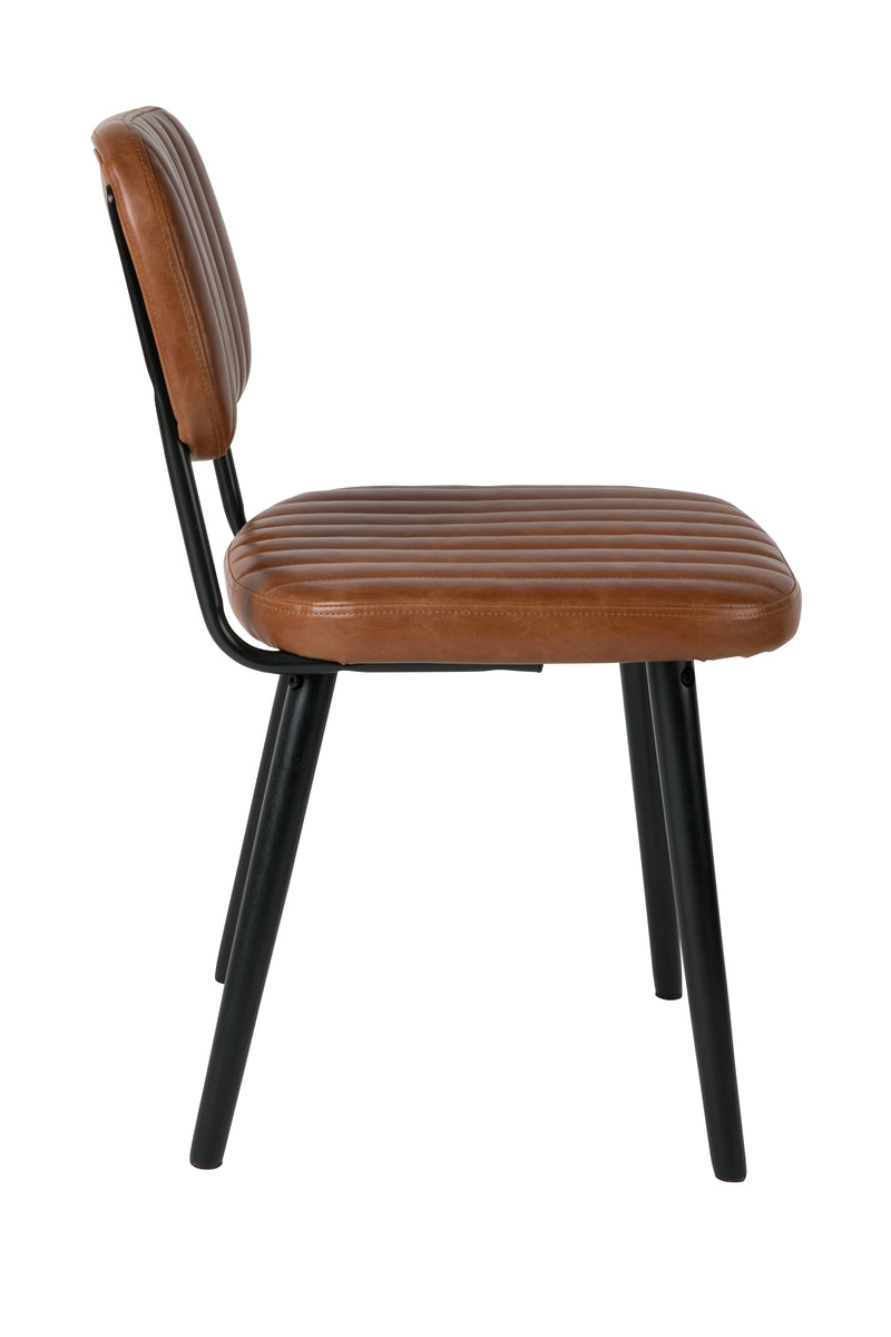 Eetkamerstoel Jake Worn PU Leather Bruin 58x46 cm-Eetkamerstoelen-Creating Home