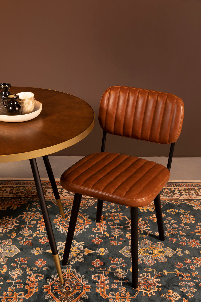 Eetkamerstoel Jake Worn PU Leather Bruin 58x46 cm-Eetkamerstoelen-Creating Home