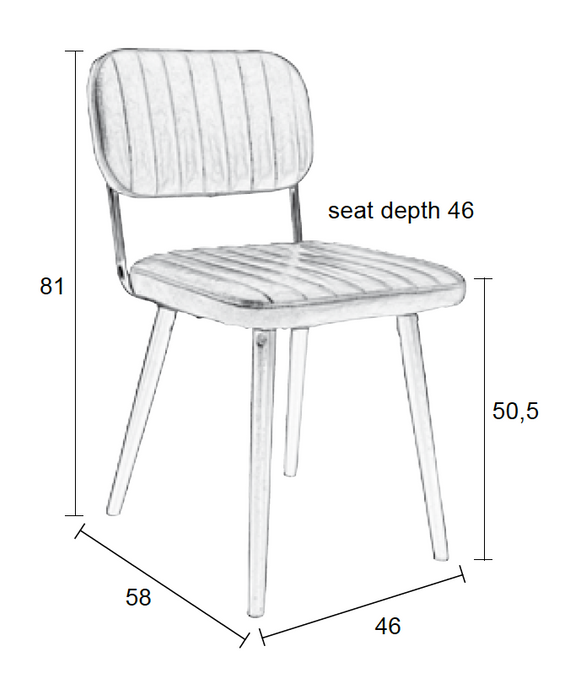 Eetkamerstoel Jake Worn PU Leather Bruin 58x46 cm-Eetkamerstoelen-Creating Home