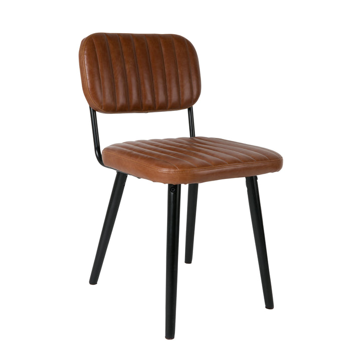 Eetkamerstoel Jake Worn PU Leather Bruin 58x46 cm-Fauteuils-Creating Home