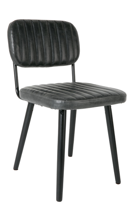 Eetkamerstoel Jake Worn PU Leather Zwart 58x46 cm-Eetkamerstoelen-Creating Home
